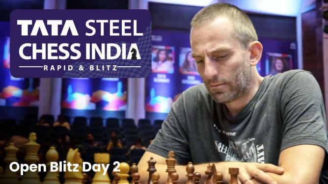 Grischuk emerged as the winner of the Tata Steel Chess India blitz tournament with 12 points from 18 games. Photo: Vivek Sohani/Tata Steel Chess India.