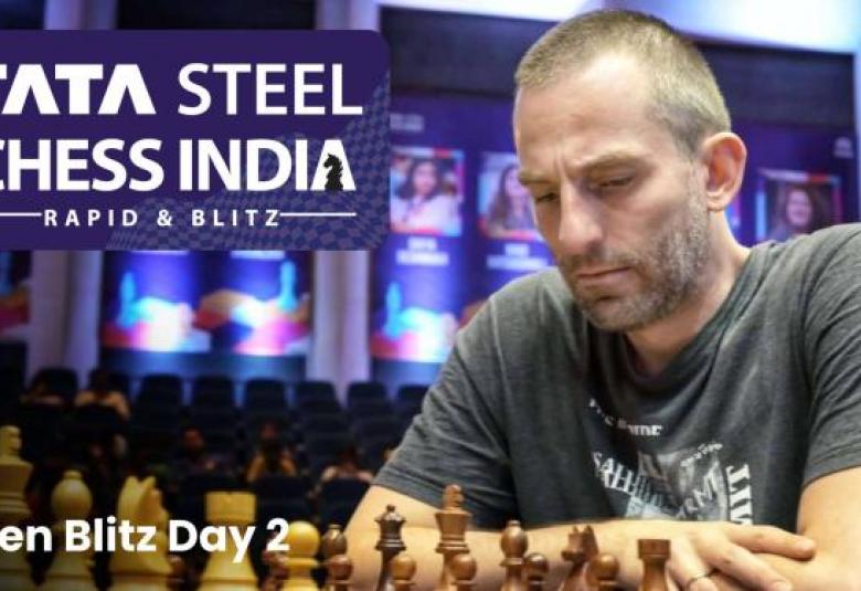 Grischuk emerged as the winner of the Tata Steel Chess India blitz tournament with 12 points from 18 games. Photo: Vivek Sohani/Tata Steel Chess India.